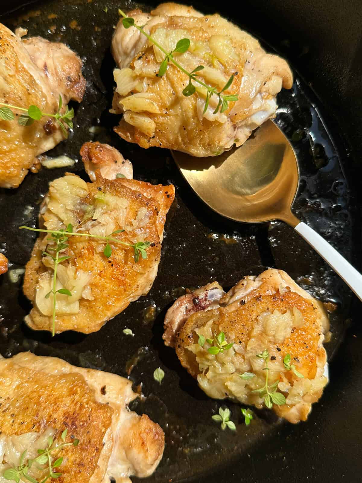 Chicken Thighs with Roasted Garlic & Herbs - Sammy Montgoms